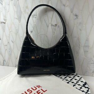 Mansur Gavriel Mini Candy Croc Embossed Faux Patent Leather Hobo Bag